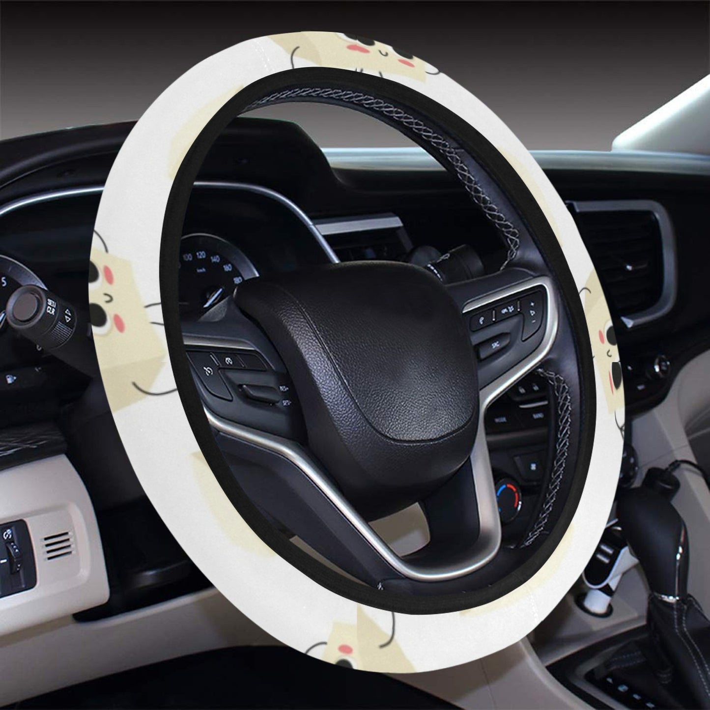 Tofu Print Design LKS301 Steering Wheel Cover with Elastic Edge