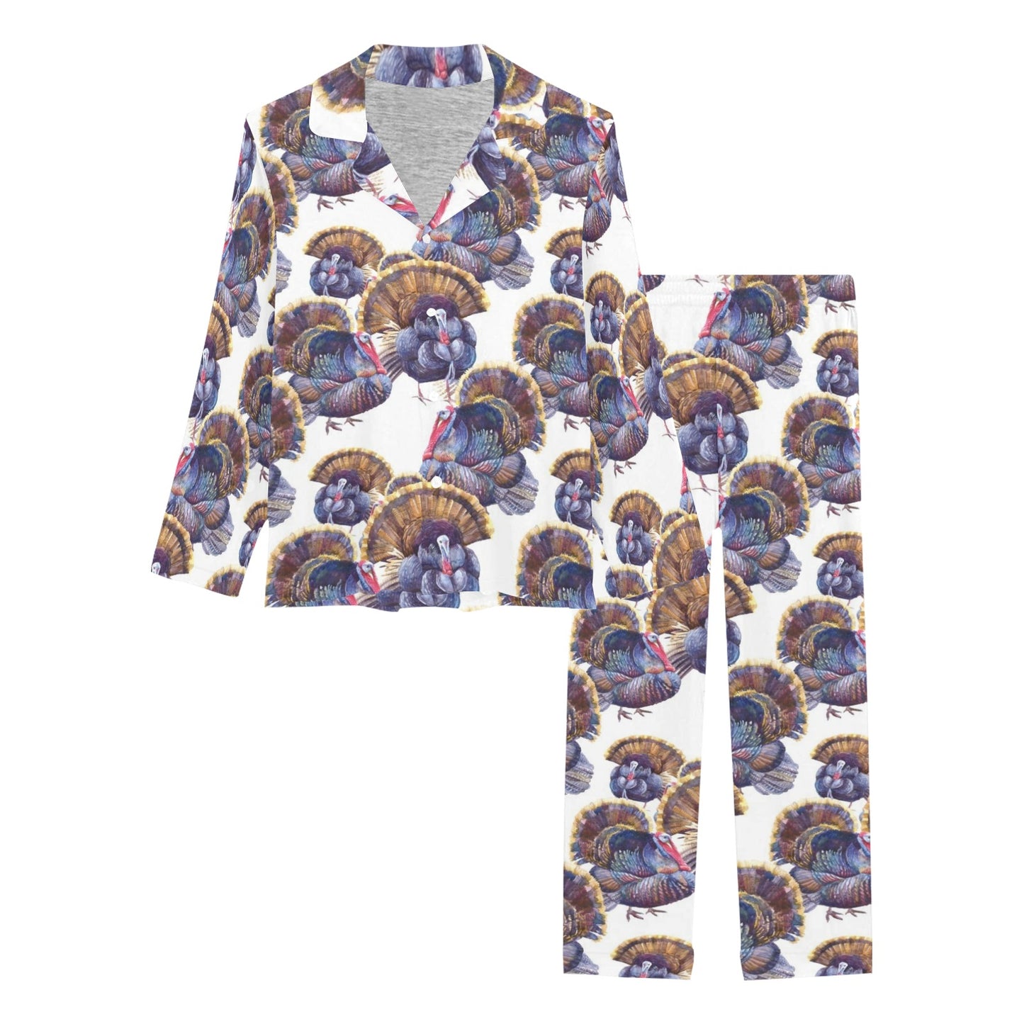 Turkey Pattern Print Design 01 Women's Long Pajama Set