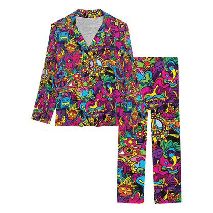 Trippy Print Design LKS304 Women's Long Pajama Set