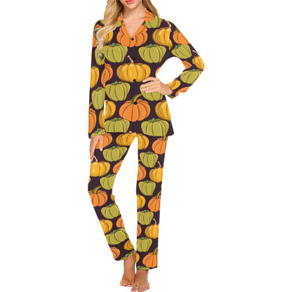 Pumpkin Pattern Print Design A01 Women's Long Pajama Set