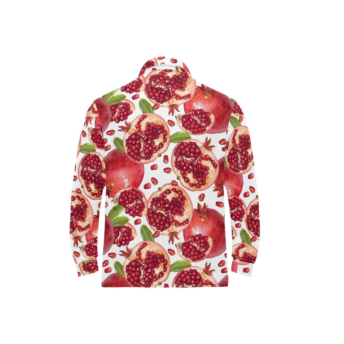 Pomegranate Pattern Print Design PG03 Long Sleeve Polo Shirt For Men's