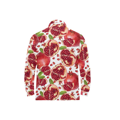 Pomegranate Pattern Print Design PG03 Long Sleeve Polo Shirt For Men's