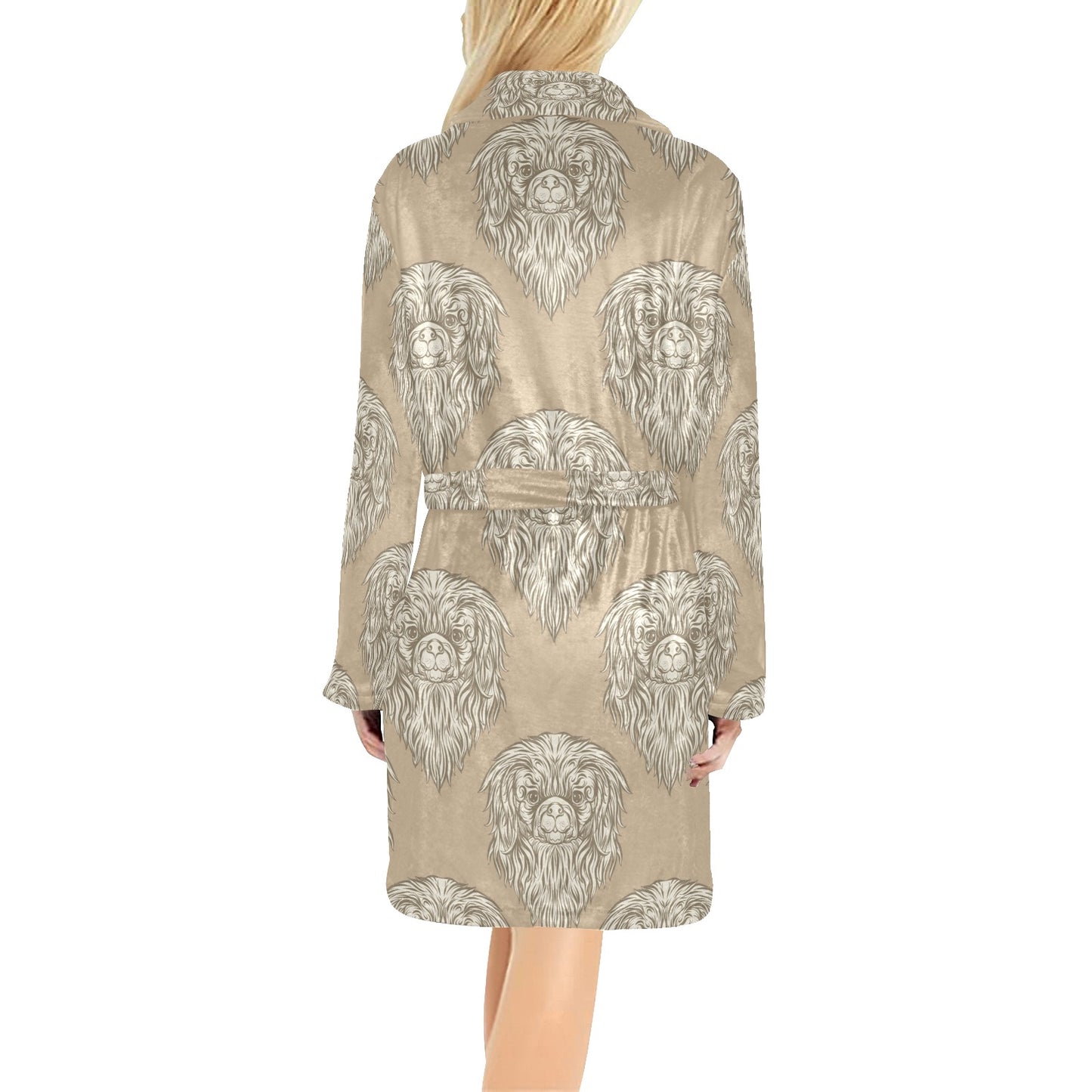 Pekingese Pattern Print Design A01 Women's Fleece Robe