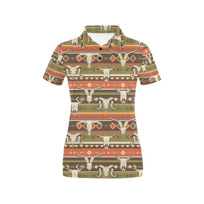 American indian Skull Animal Women's Polo Shirt
