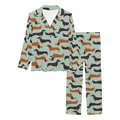 Dachshund Cute Print Pattern Women's Long Pajama Set