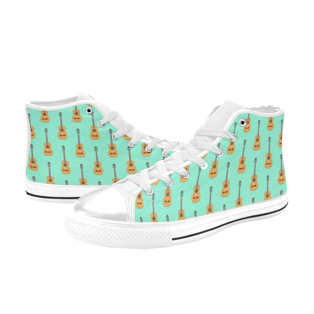 Acoustic Guitar Print Design LKS403 Men's High Top Canvas Shoes
