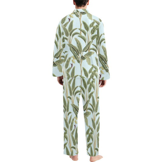Banana Leaf Pattern Print Design BL03 Men's Long Pajama Set