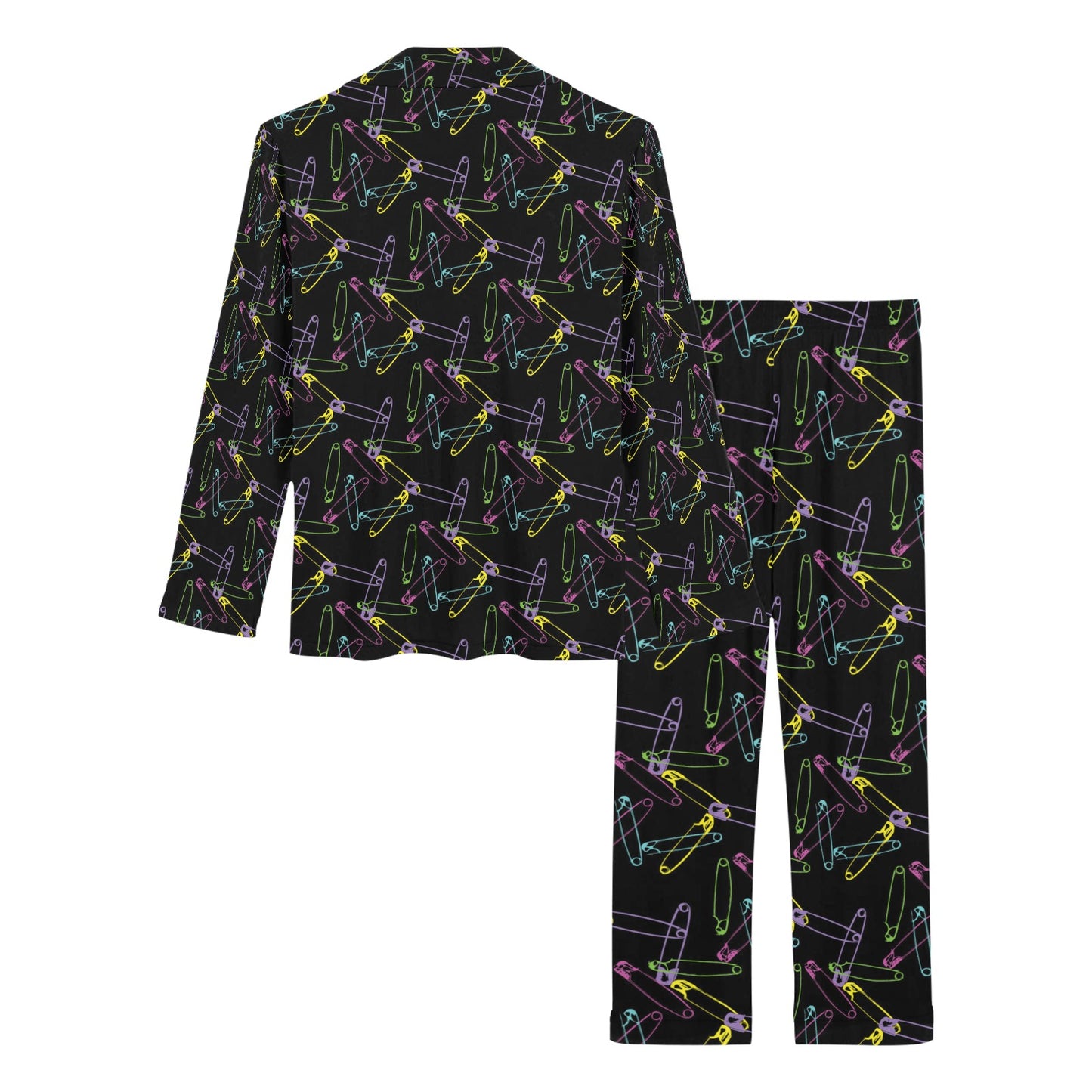 Safety Pin Print Design LKS304 Women's Long Pajama Set