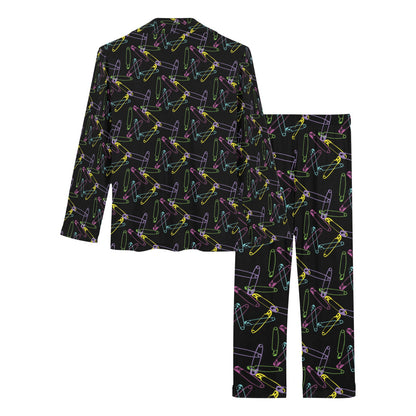 Safety Pin Print Design LKS304 Women's Long Pajama Set