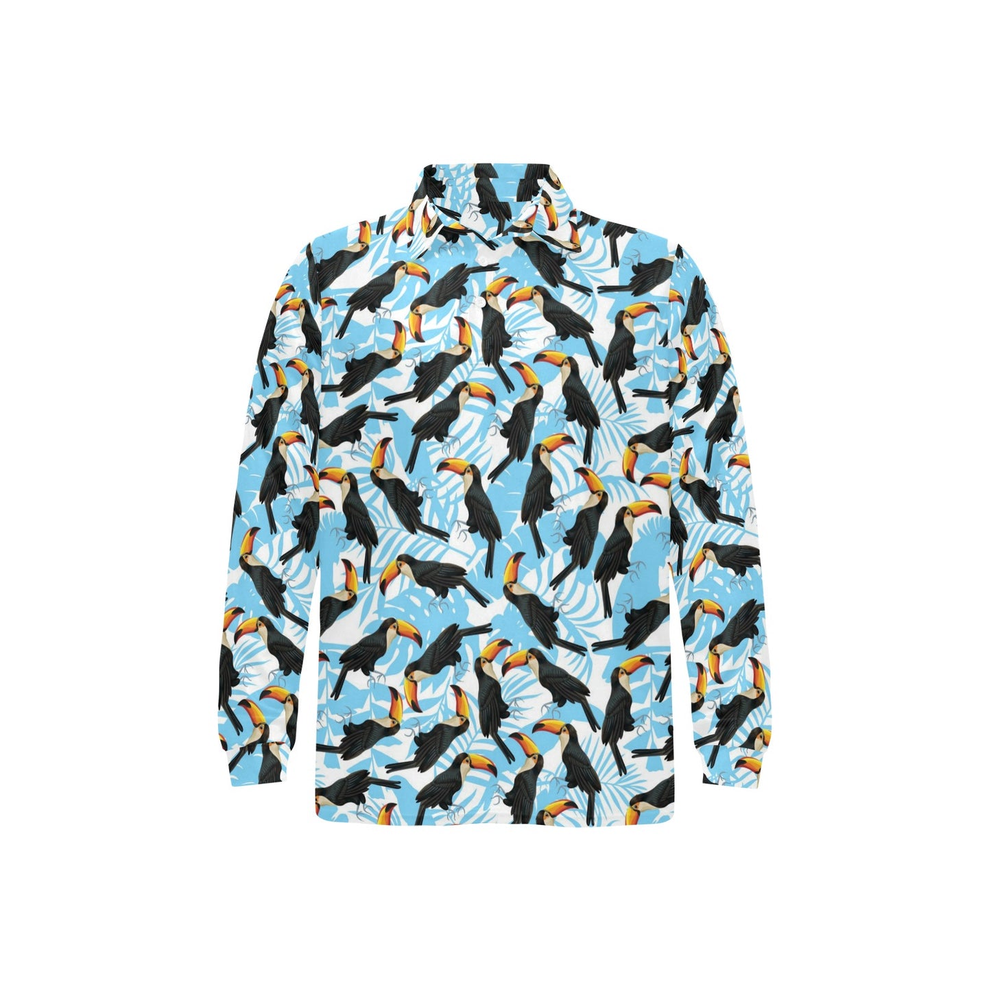 Toucan Print Design LKS303 Long Sleeve Polo Shirt For Men's