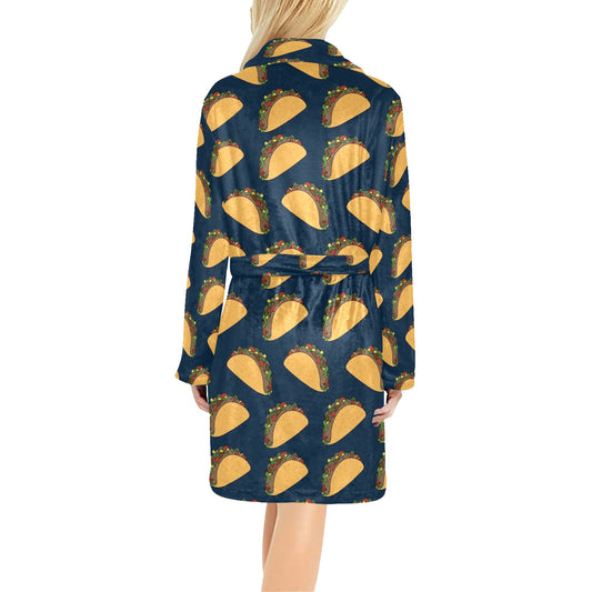 Taco Pattern Print Design TC04 Women's Fleece Robe