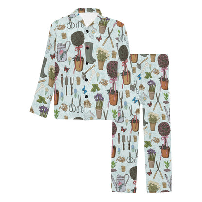 Gardening Pattern Print Design G01 Men's Long Pajama Set