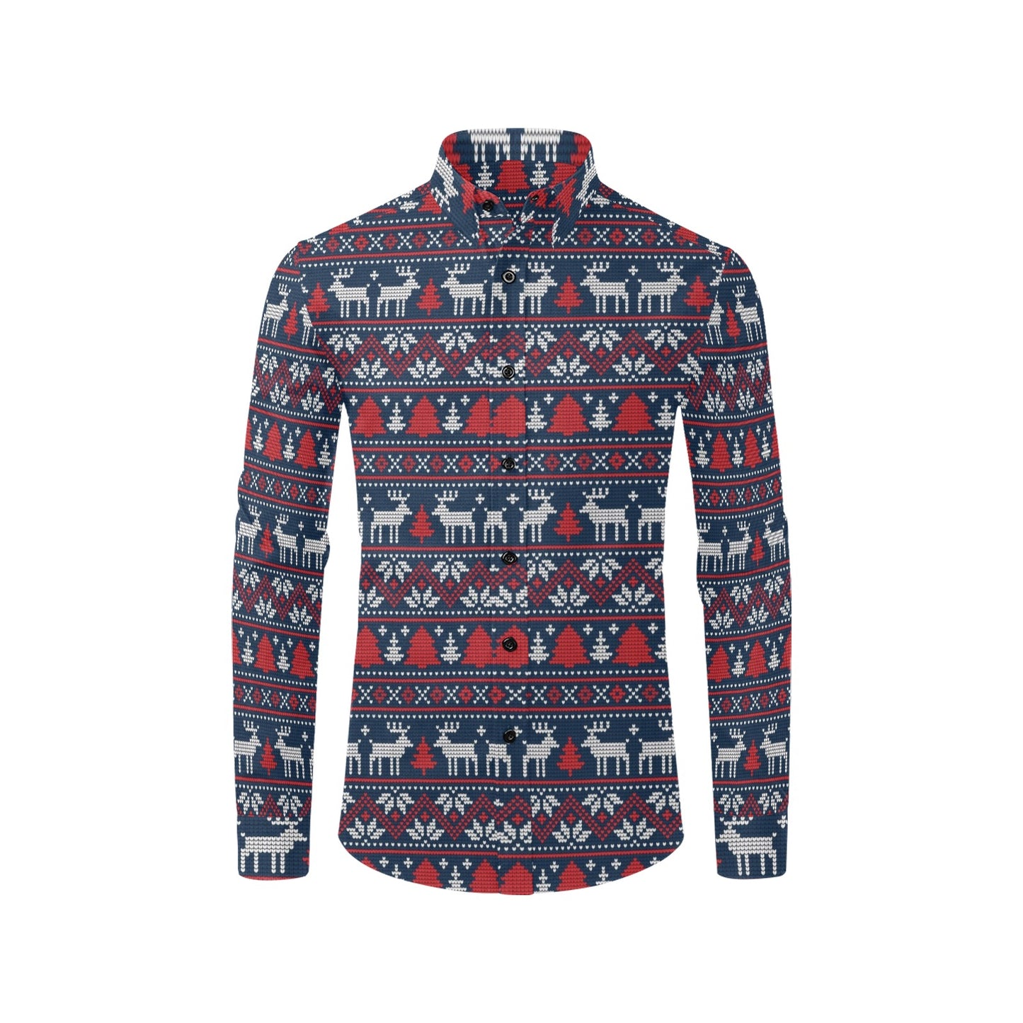 Reindeer Print Design LKS405 Men's Long Sleeve Dress Shirt