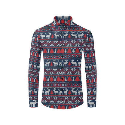 Reindeer Print Design LKS405 Men's Long Sleeve Dress Shirt