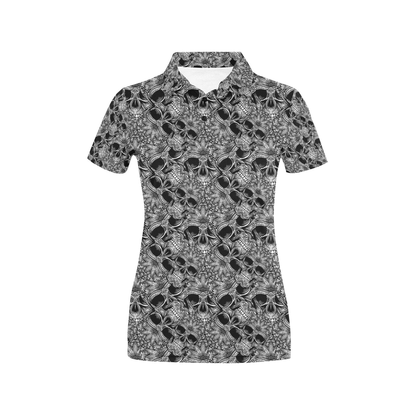 Skull Tattoo Design Print Women's Polo Shirt