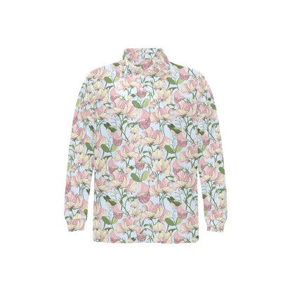Sweet Pea Print Design LKS304 Long Sleeve Polo Shirt For Men's