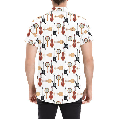 Banjo Print Design LKS403 Men Short Sleeve Button Up Shirt