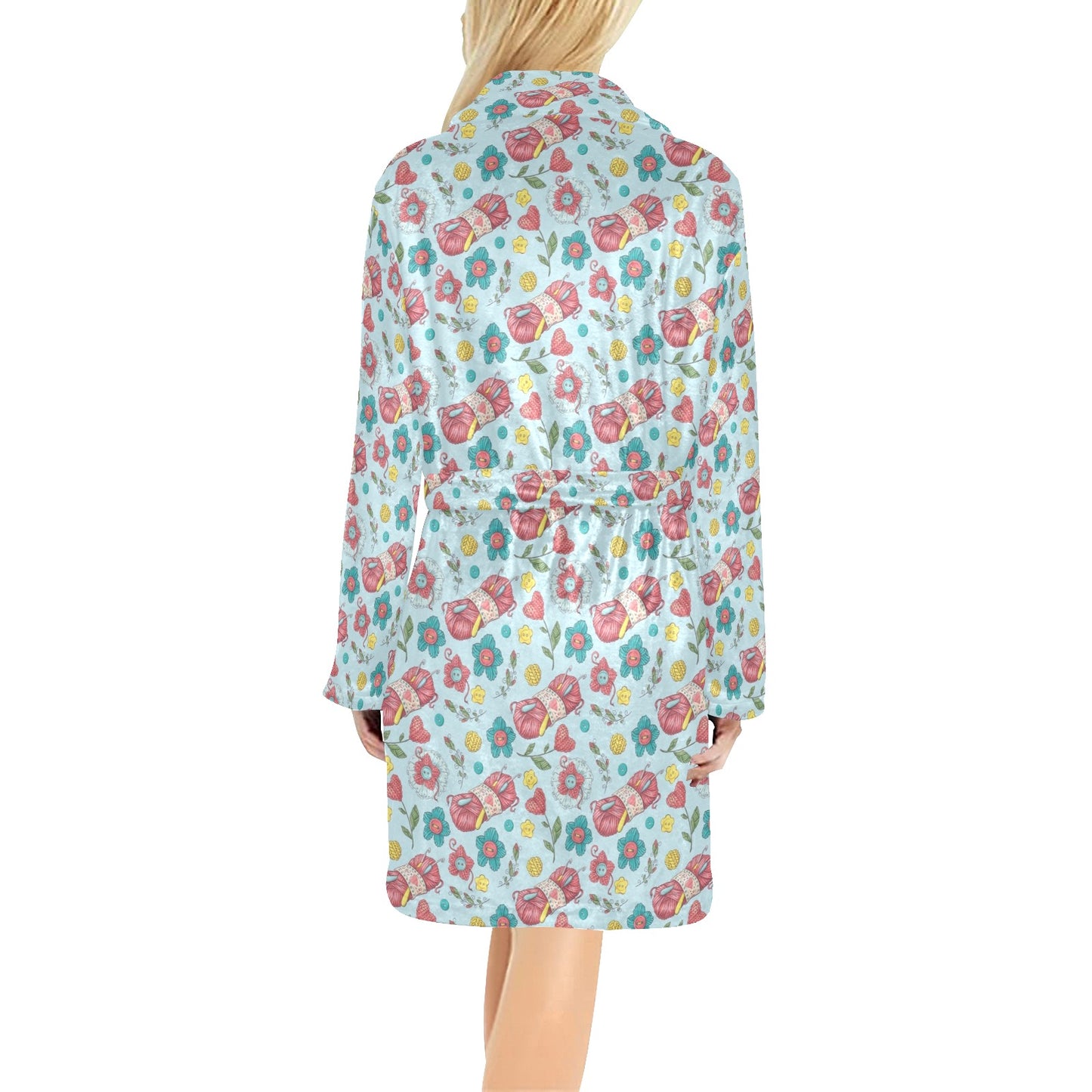 Crochet Pattern Print Design 01 Women's Fleece Robe
