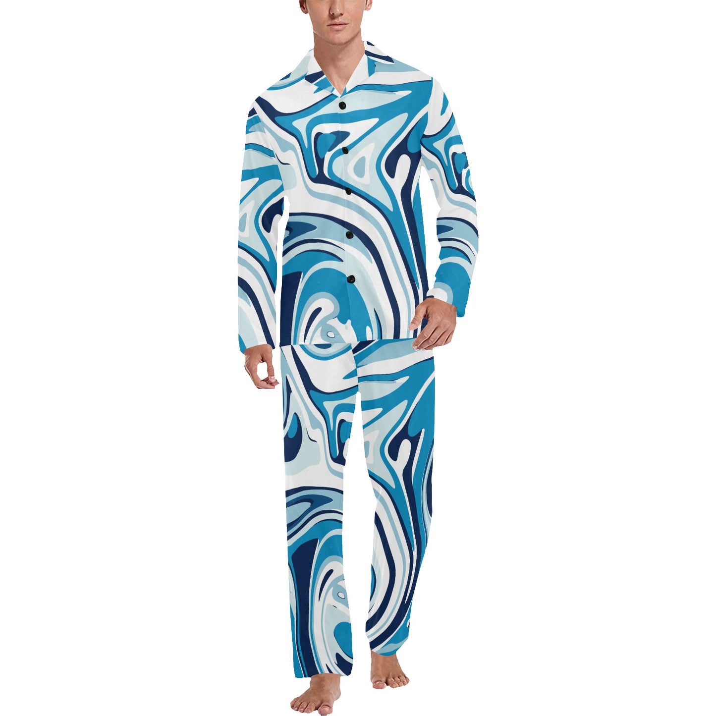 Liquid Pattern Print Design 05 Men's Long Pajama Set