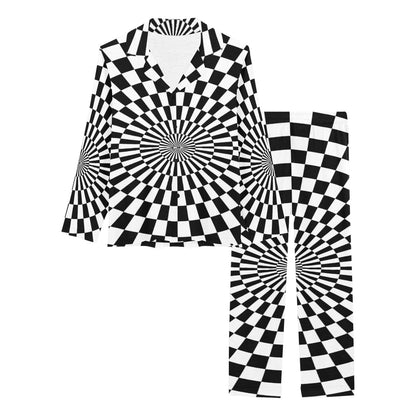 Checkered Flag Optical illusion Women's Long Pajama Set
