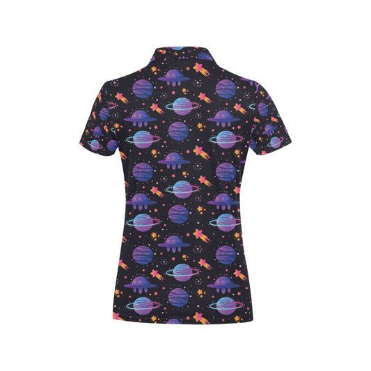UFO Star Galaxy Print Design LKS308 Women's Polo Shirt