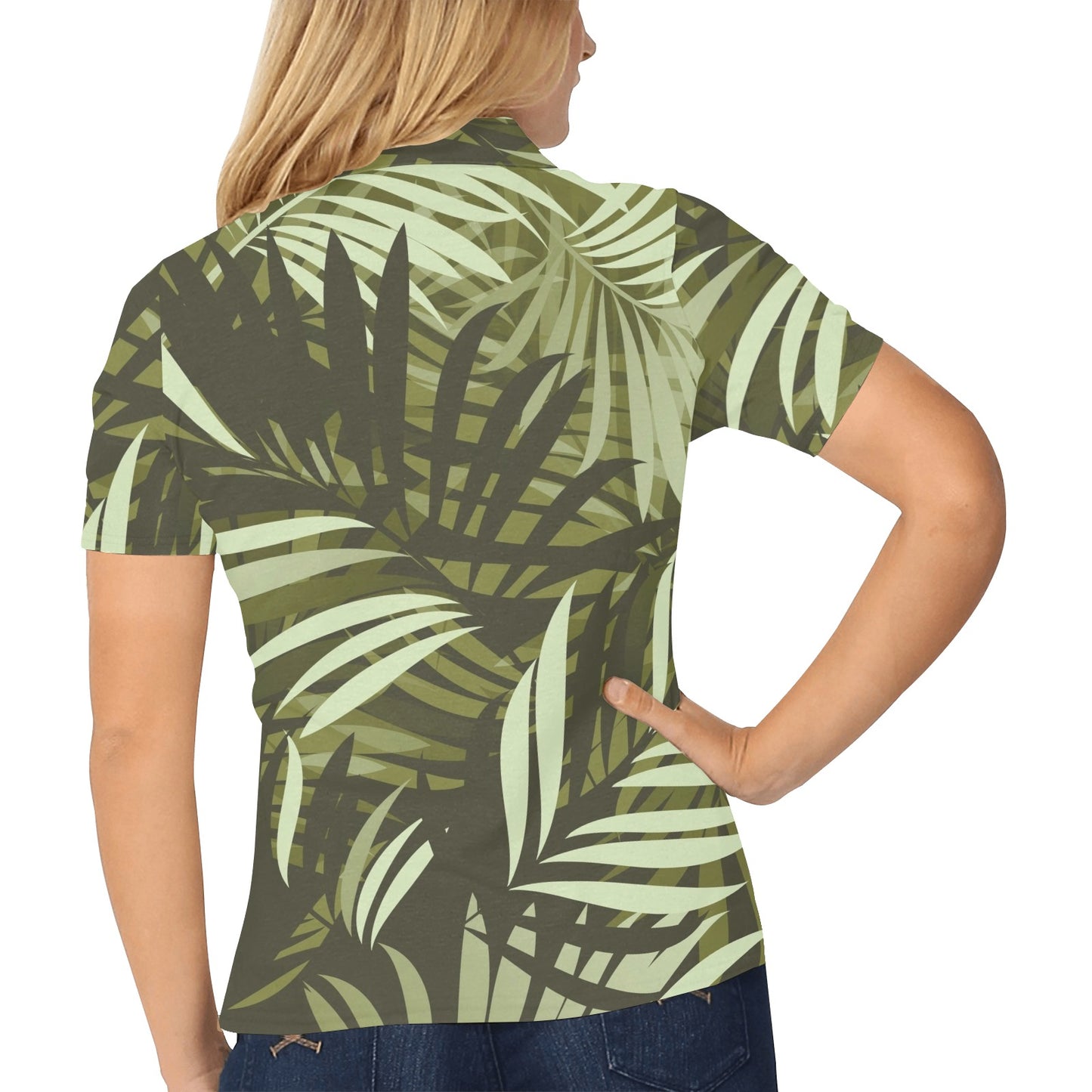 Palm Leaves Pattern Print Design PL05 Women's Polo Shirt