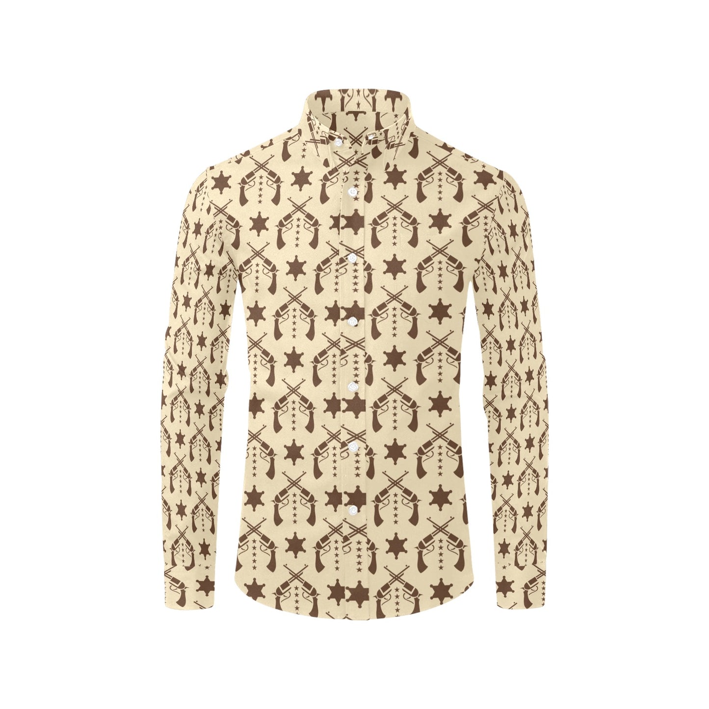 Western Cowboy Print Design LKS302 Men's Long Sleeve Dress Shirt