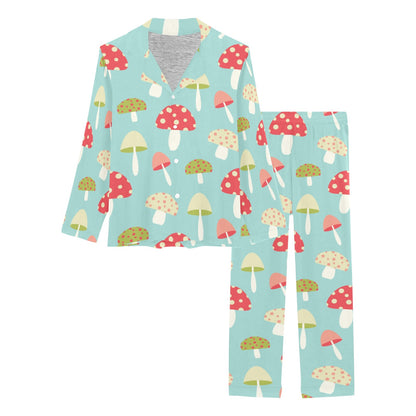 Mushroom Pattern Print Design A01 Women's Long Pajama Set