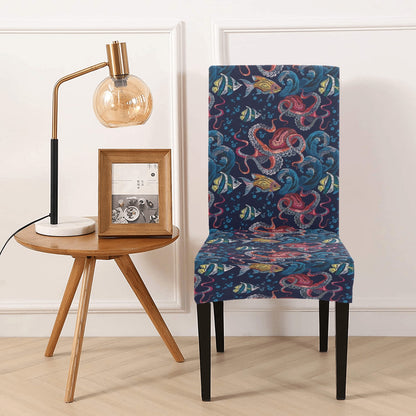 Underwater Giant Squid Print Design LKS302 Dining Chair Slipcover