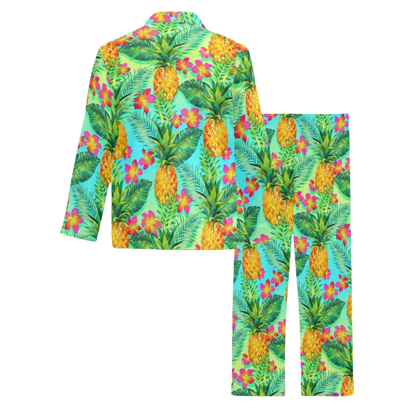 Pineapple Pattern Print Design PP010 Men's Long Pajama Set