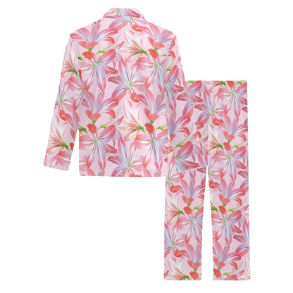 Amaryllis Pattern Print Design 02 Men's Long Pajama Set