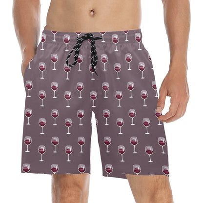 Wine Glass Pattern Print Design LKS305 Men's Swim Trunks Beach Shorts
