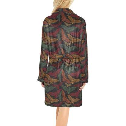 Bat Tribal Pattern Print Design 03 Women's Fleece Robe