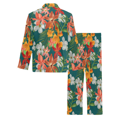 Amaryllis Pattern Print Design AL06 Men's Long Pajama Set