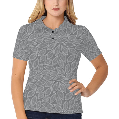Elm Leave Grey Print Pattern Women's Polo Shirt