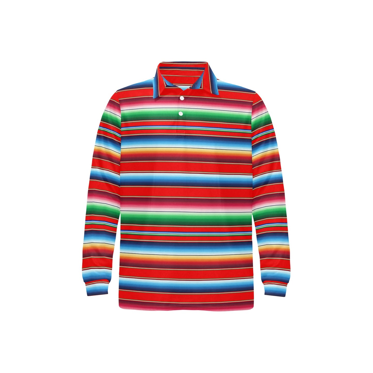 Serape Print Long Sleeve Polo Shirt For Men's