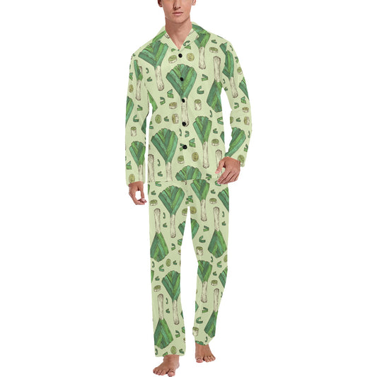 Leek Pattern Print Design 04 Men's Long Pajama Set
