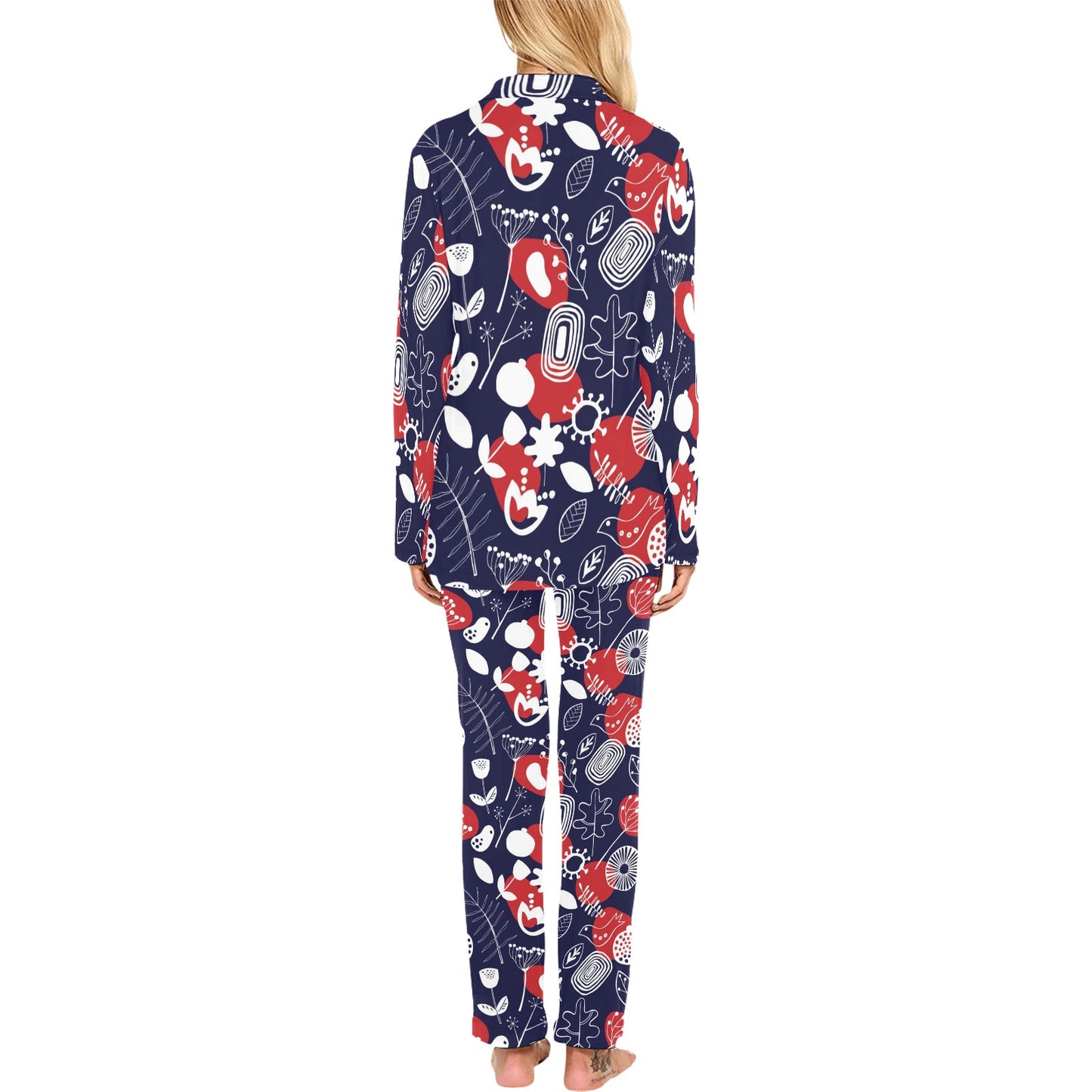 Nordic Pattern Print Design A02 Women's Long Pajama Set