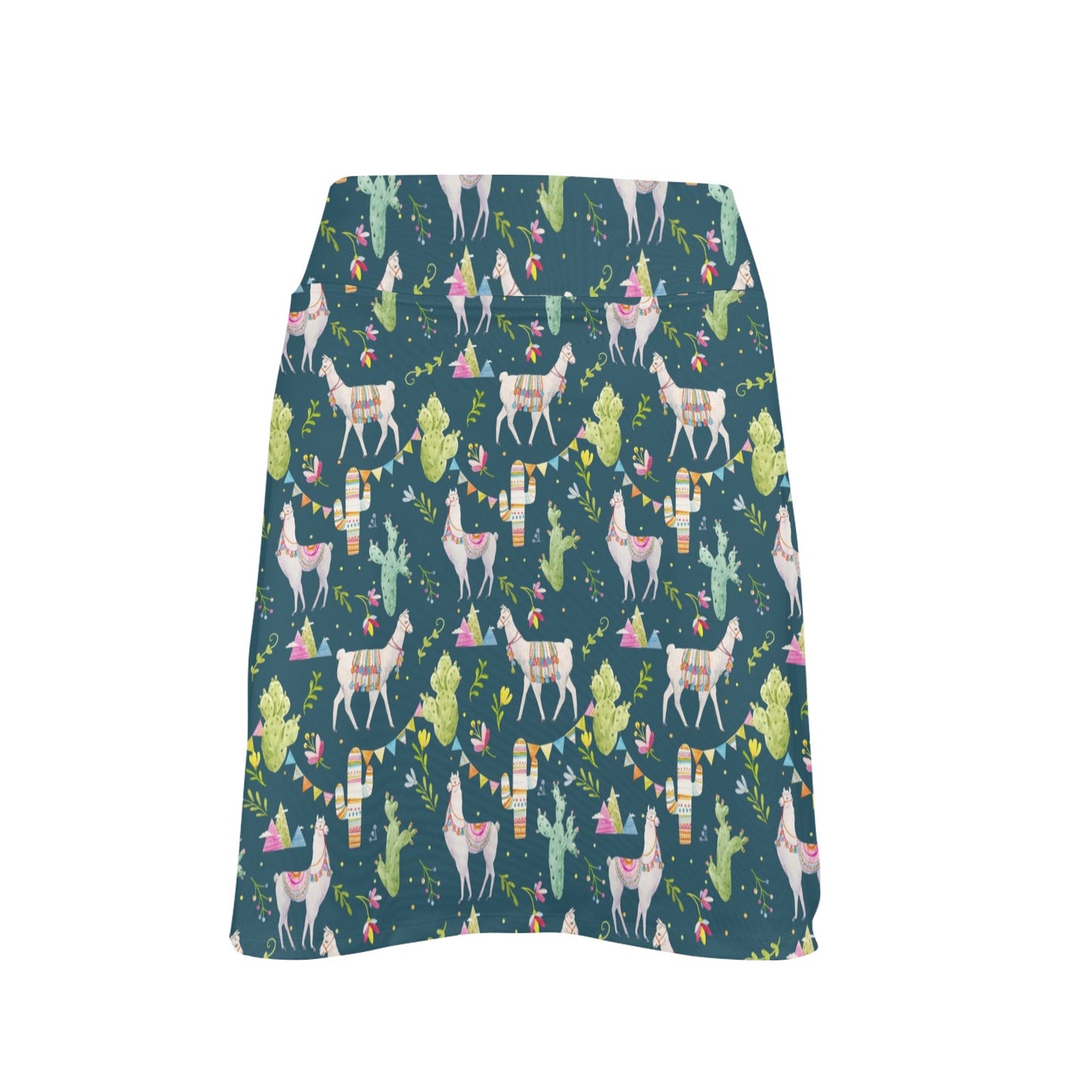 Llama with Cactus Design Print 17" Golf & Pickleball Skort with Pockets