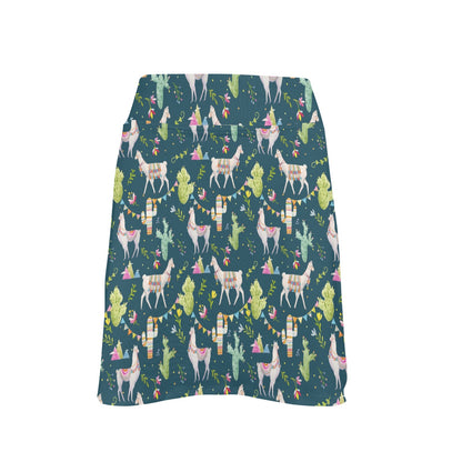 Llama with Cactus Design Print 17" Golf & Pickleball Skort with Pockets