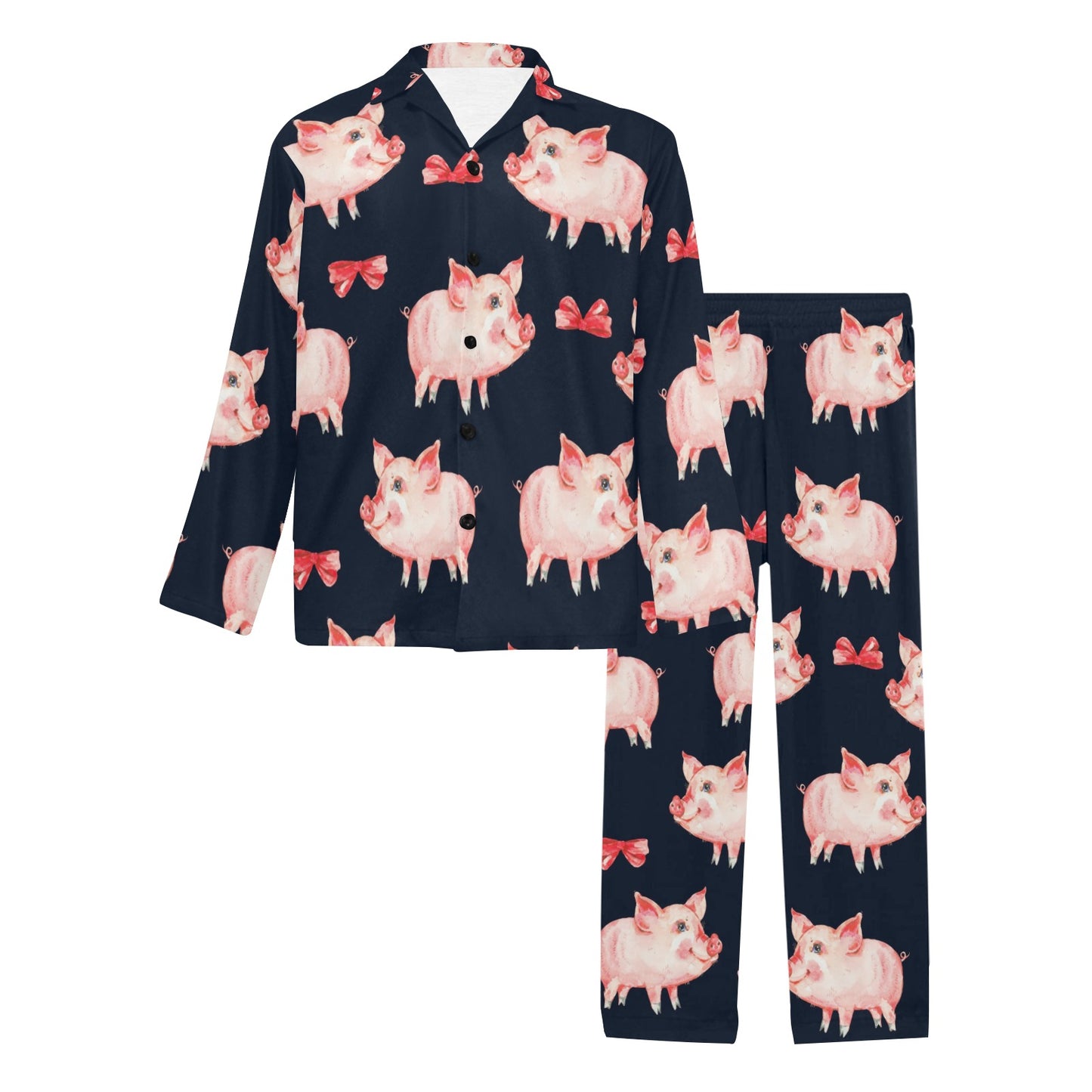 Pig Cute Pattern Print Design 02 Men's Long Pajama Set