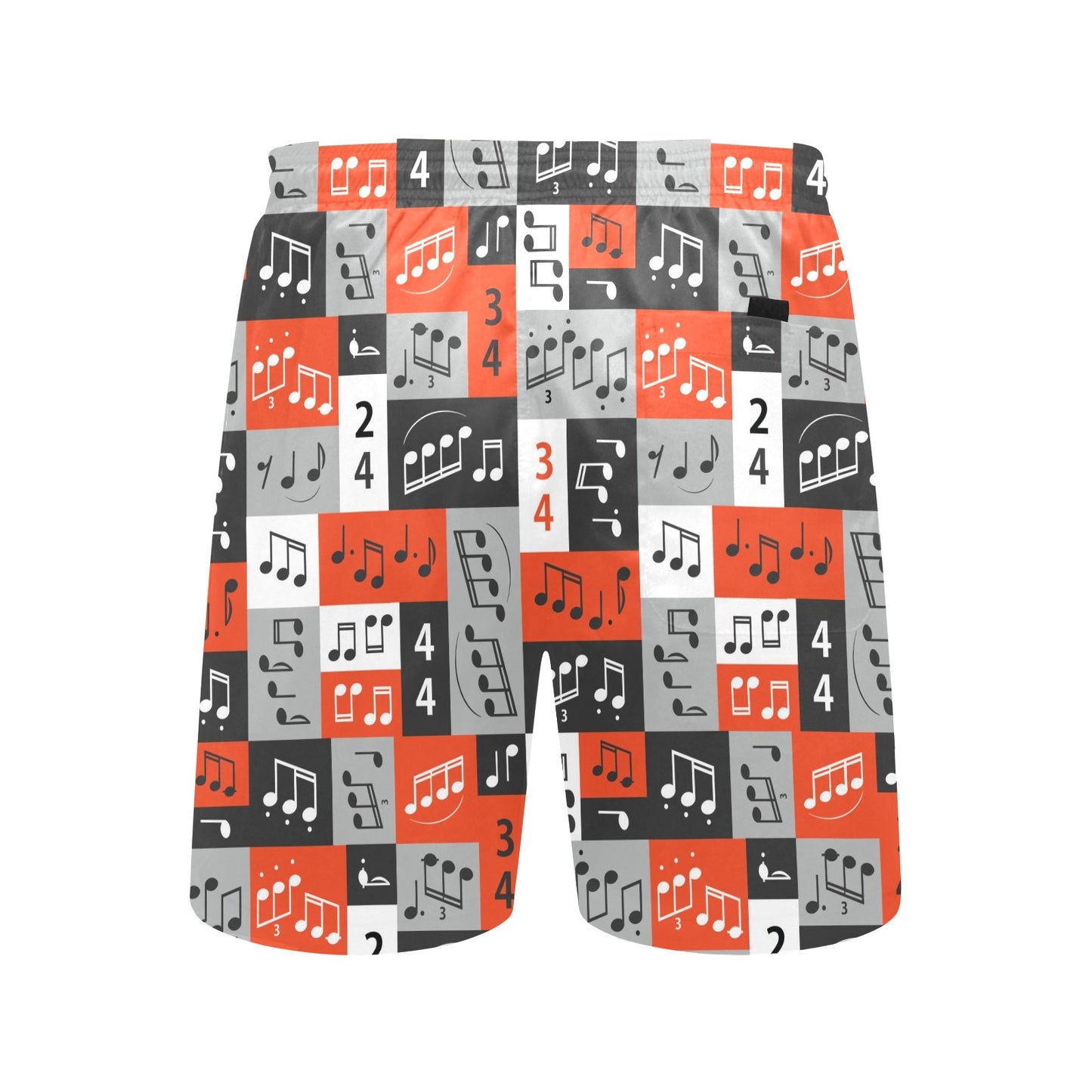 Music Note Design Themed Print Men's Swim Trunks Beach Shorts
