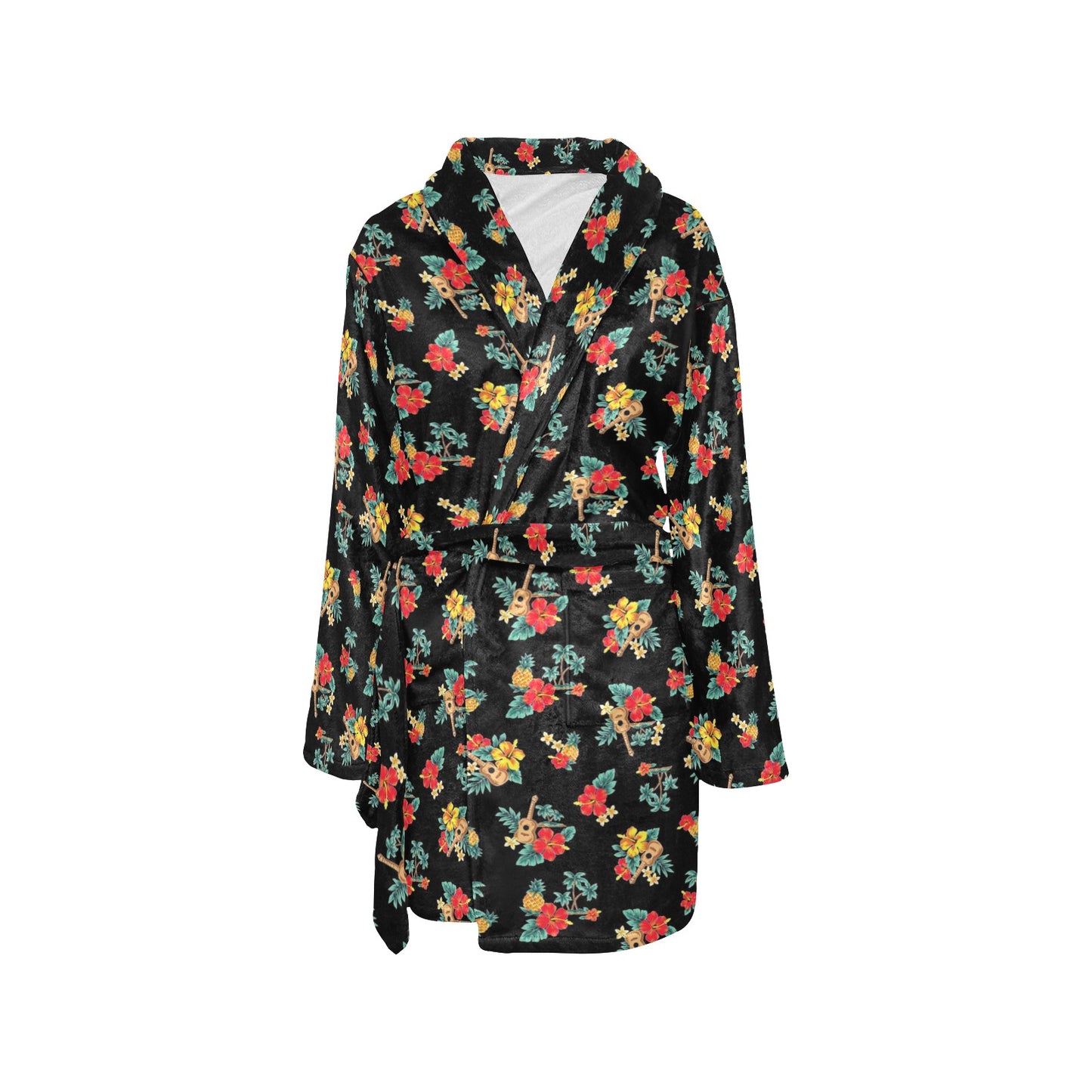 Hawaiian Flower Themed Print Women's Fleece Robe