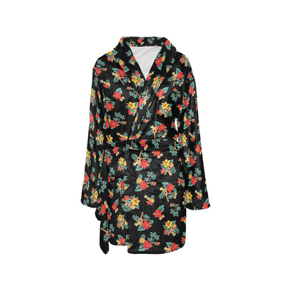Hawaiian Flower Themed Print Women's Fleece Robe