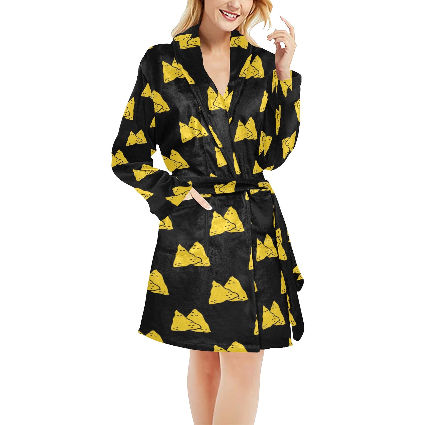 Nachos Pattern Print Design A02 Women's Fleece Robe