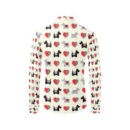Scottish Terriers Print Design LKS3010 Men's Long Sleeve Dress Shirt