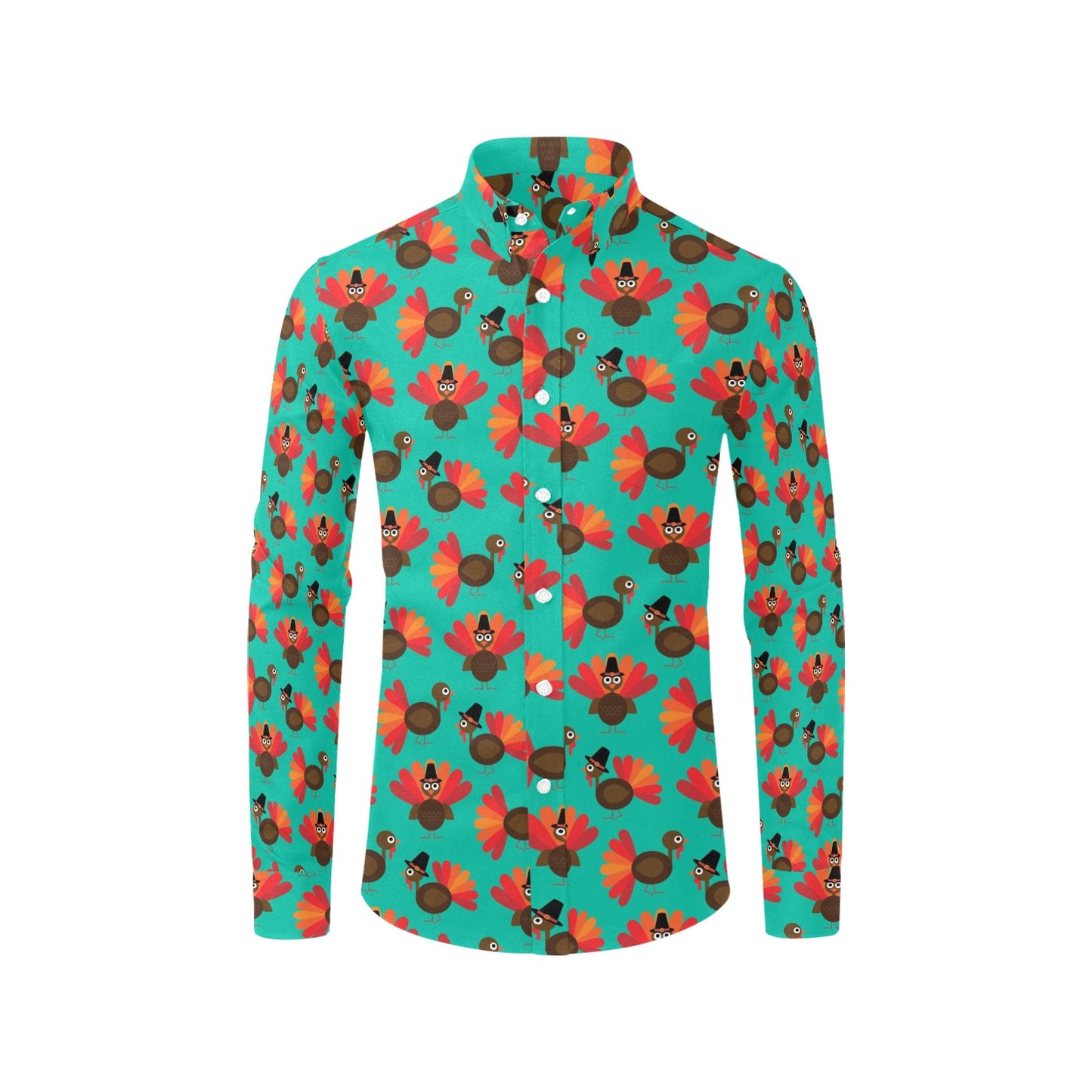 Thanksgiving Print Design LKS307 Men's Long Sleeve Dress Shirt