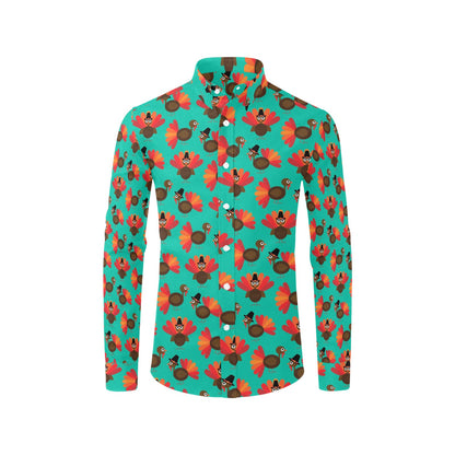 Thanksgiving Print Design LKS307 Men's Long Sleeve Dress Shirt