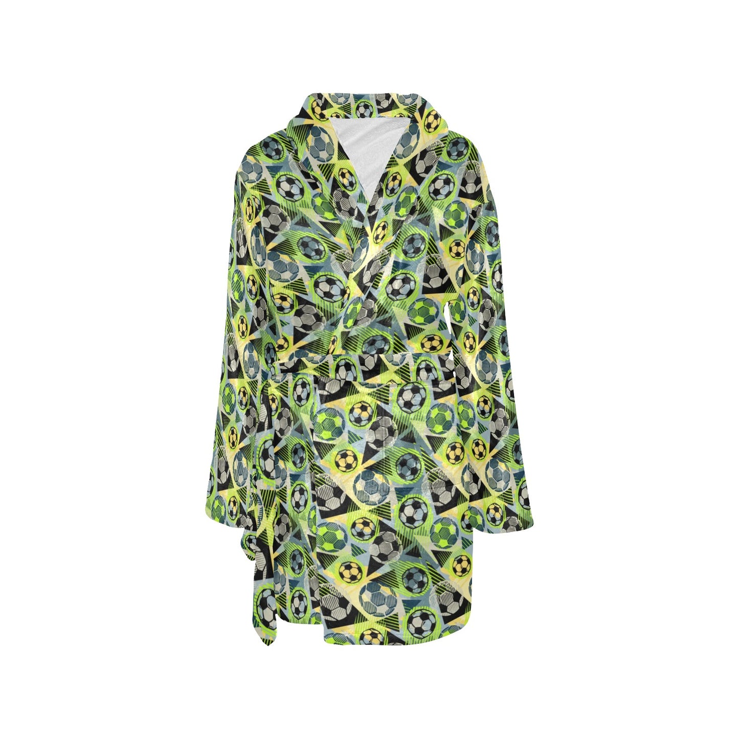 Soccer Ball Themed Print Pattern Women's Fleece Robe