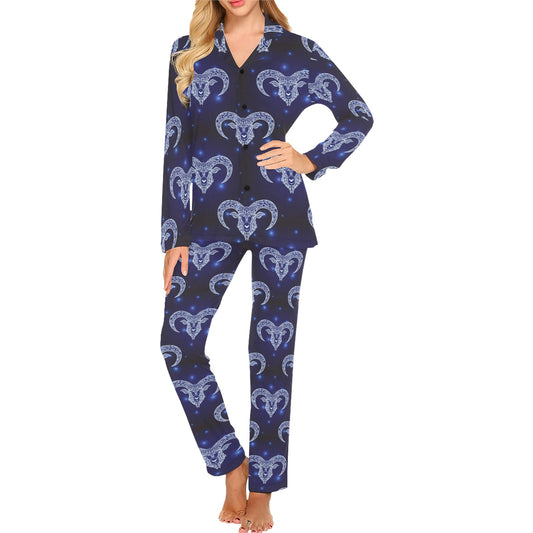 Aries Zodiac Pattern Print Design 01 Women's Long Pajama Set